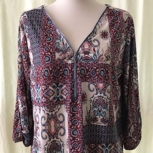 NWT NAÏF 3/4 sleeve zippered, v neck blouse